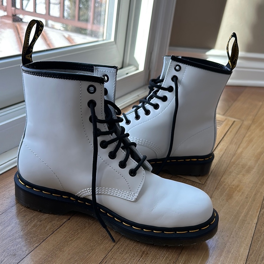 Dr. Martens White Leather Boots